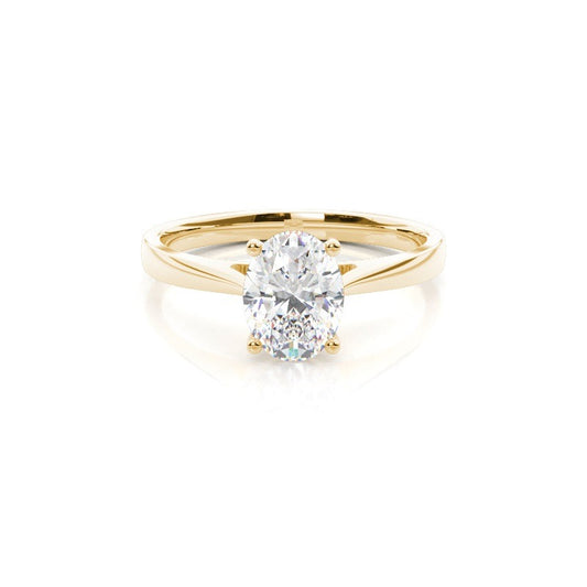 1.20CT Oval Solitaire Lab Grown Diamond Engagement Ring 14K Solid Yellow Gold