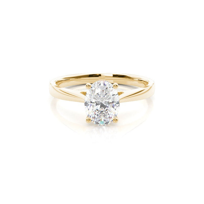 3.00 carat 6 claw oval solitaire engagement ring - lab grown diamond - 18k gold