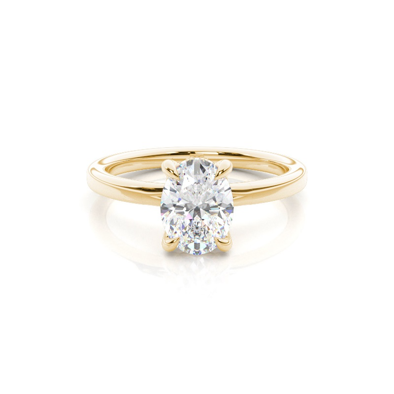 classic solitaire setting with hidden halo