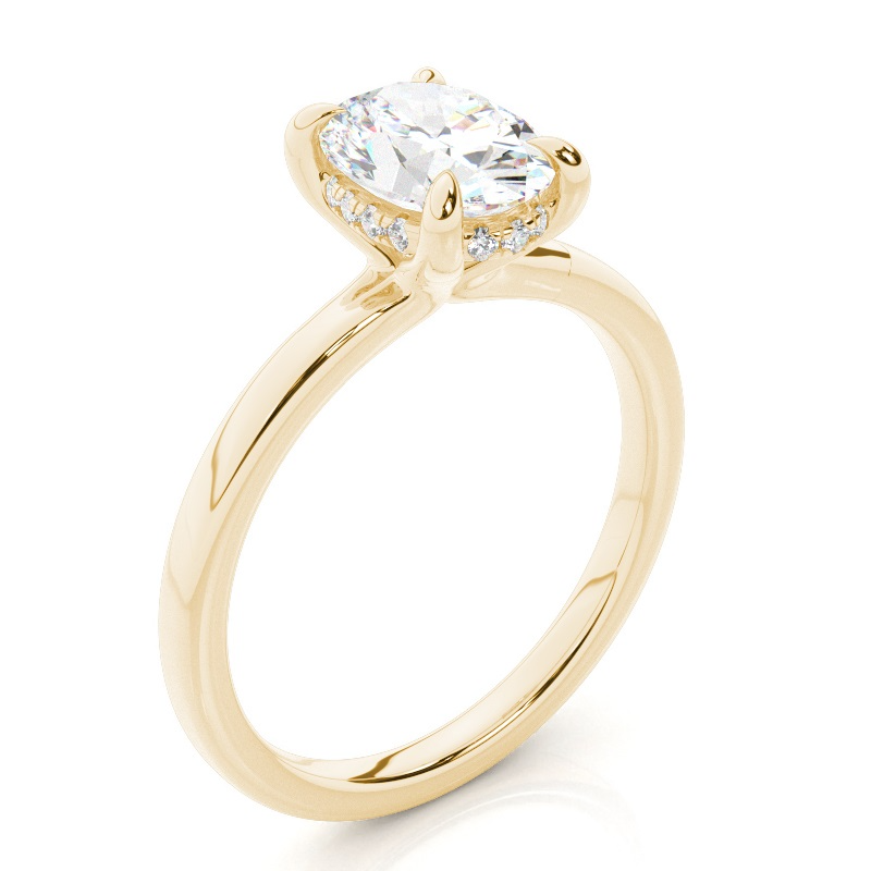 classic solitaire setting with hidden halo