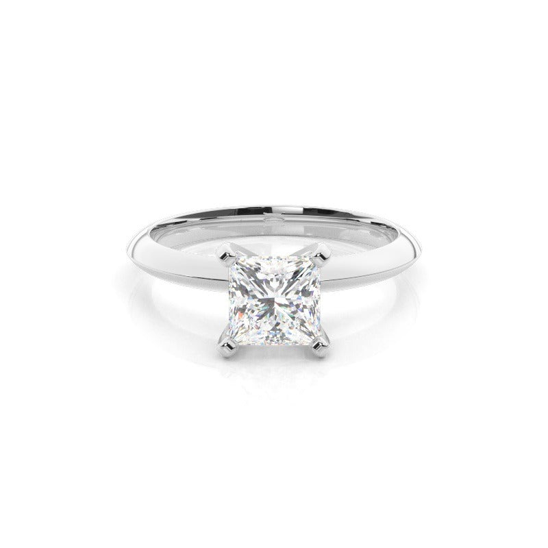 princess cut lab grown solitaire diamond engagement ring 18k white gold