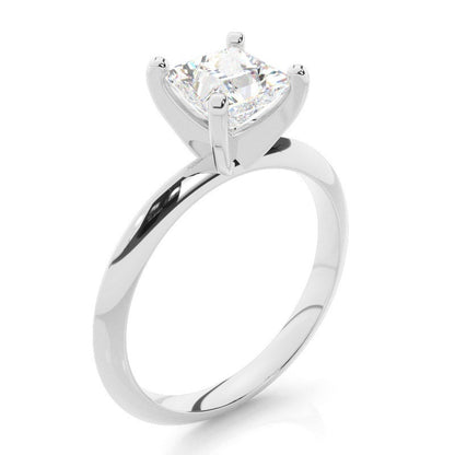 Princess Cut Lab Grown Solitaire Diamond Engagement Ring 18K White Gold