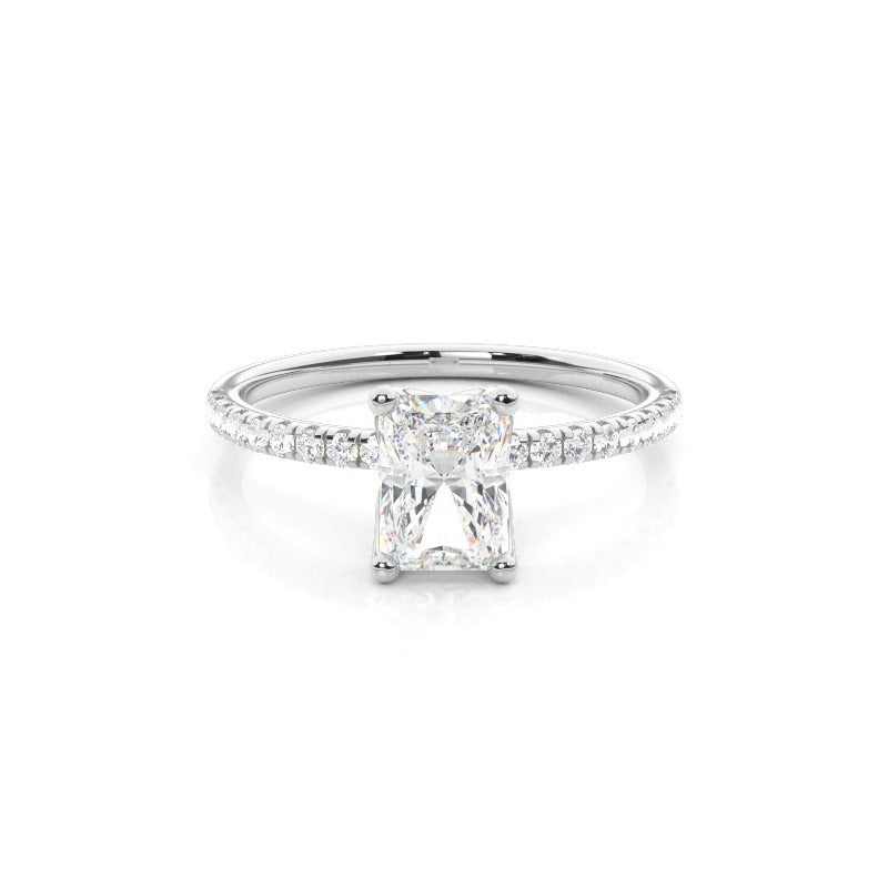 prong side stones radiant cut lab grown solitaire diamond engagement ring 18k white gold igi