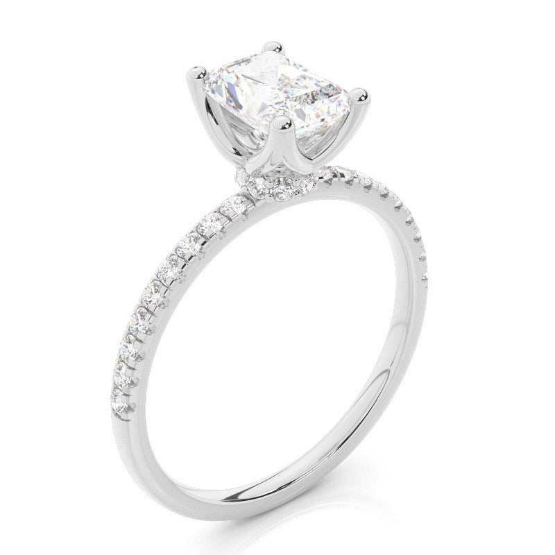 prong side stones radiant cut lab grown solitaire diamond engagement ring 18k white gold igi