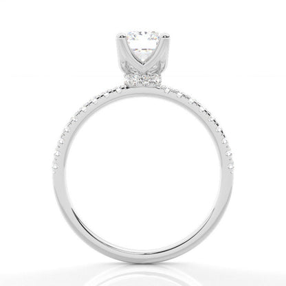 Prong Side Stones Radiant Cut Lab Grown Solitaire Diamond Engagement Ring 18K White Gold IGI