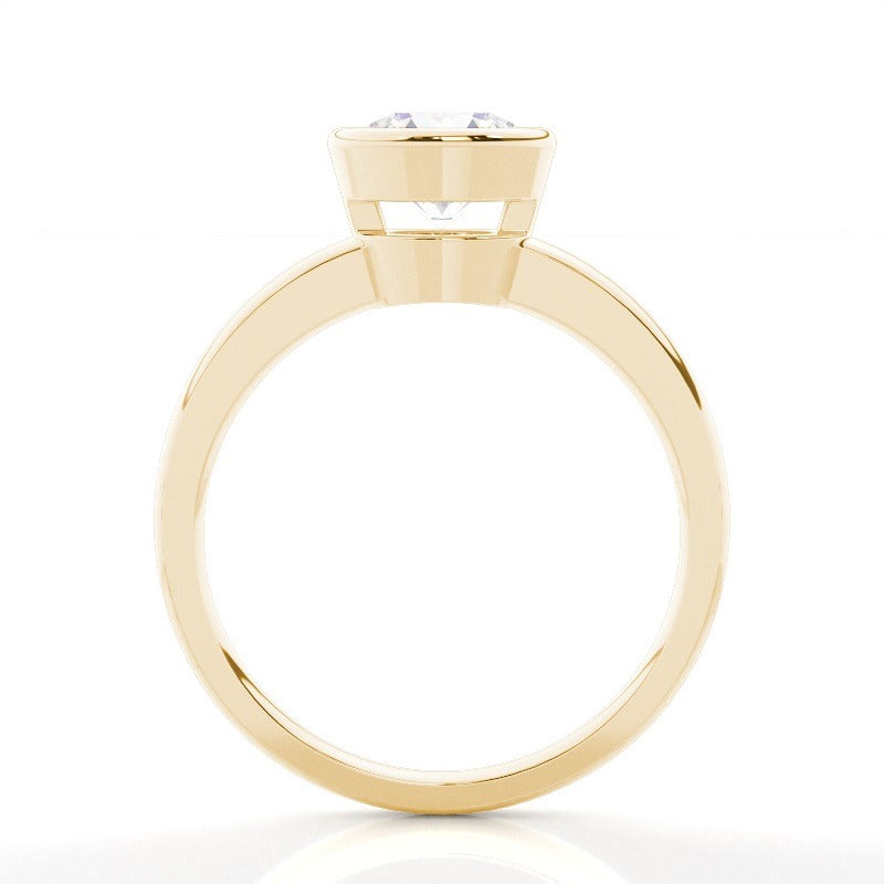 bezel round engagement ring 18k solid yellow gold