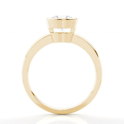 Bezel Round Engagement Ring 18K Solid Yellow Gold