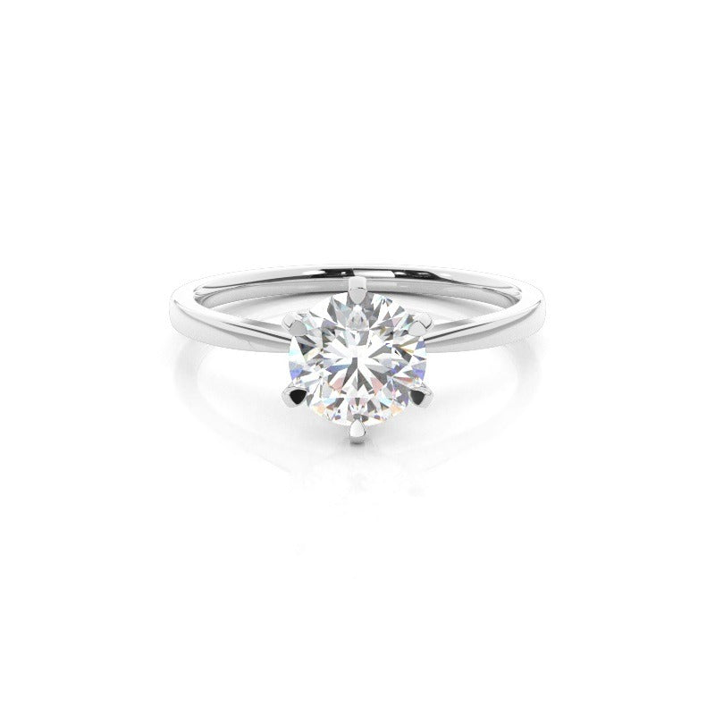 moissanite diamond engagement ring 6-prong solitaire white gold