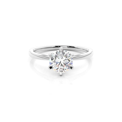 Moissanite Diamond Engagement Ring 6-Prong Solitaire White Gold