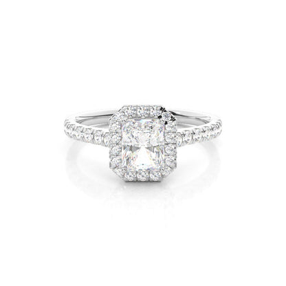 Halo Radiant Lab-Grown Diamond Engagement Ring Pavé Band Setting