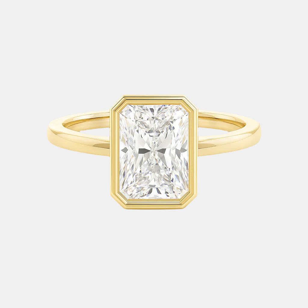 jasmine - bezel set radiant solitaire with accent stones engagement ring setting ag & co jewellery