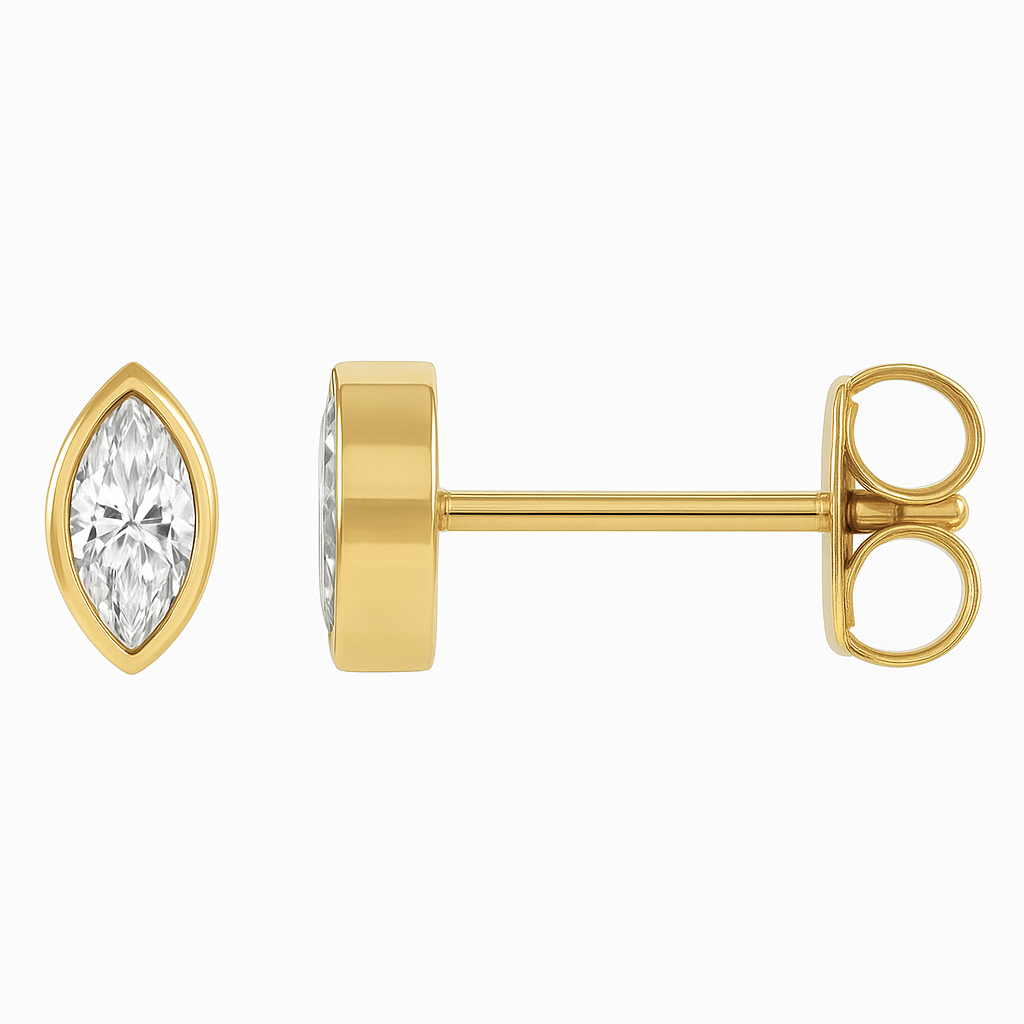 Marquise Bezel Stud Earrings 0.50-6.00 carat Lab Grown Diamond Studs 14K Solid Gold IGI certified AG & CO Jewellery