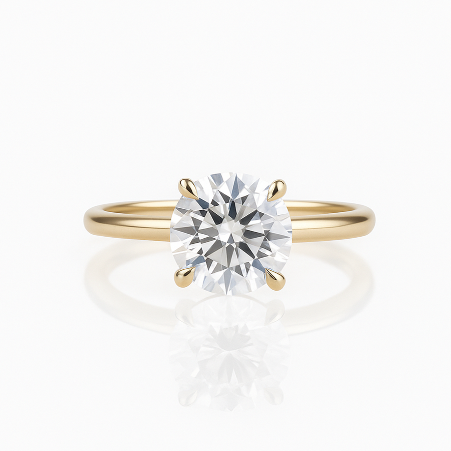 2.99CT Round Brilliant Lab-Grown Diamond Solitaire Ring in 14K Yellow Gold – IGI Certified, F Color, VS2 Clarity AG & CO Jewellery