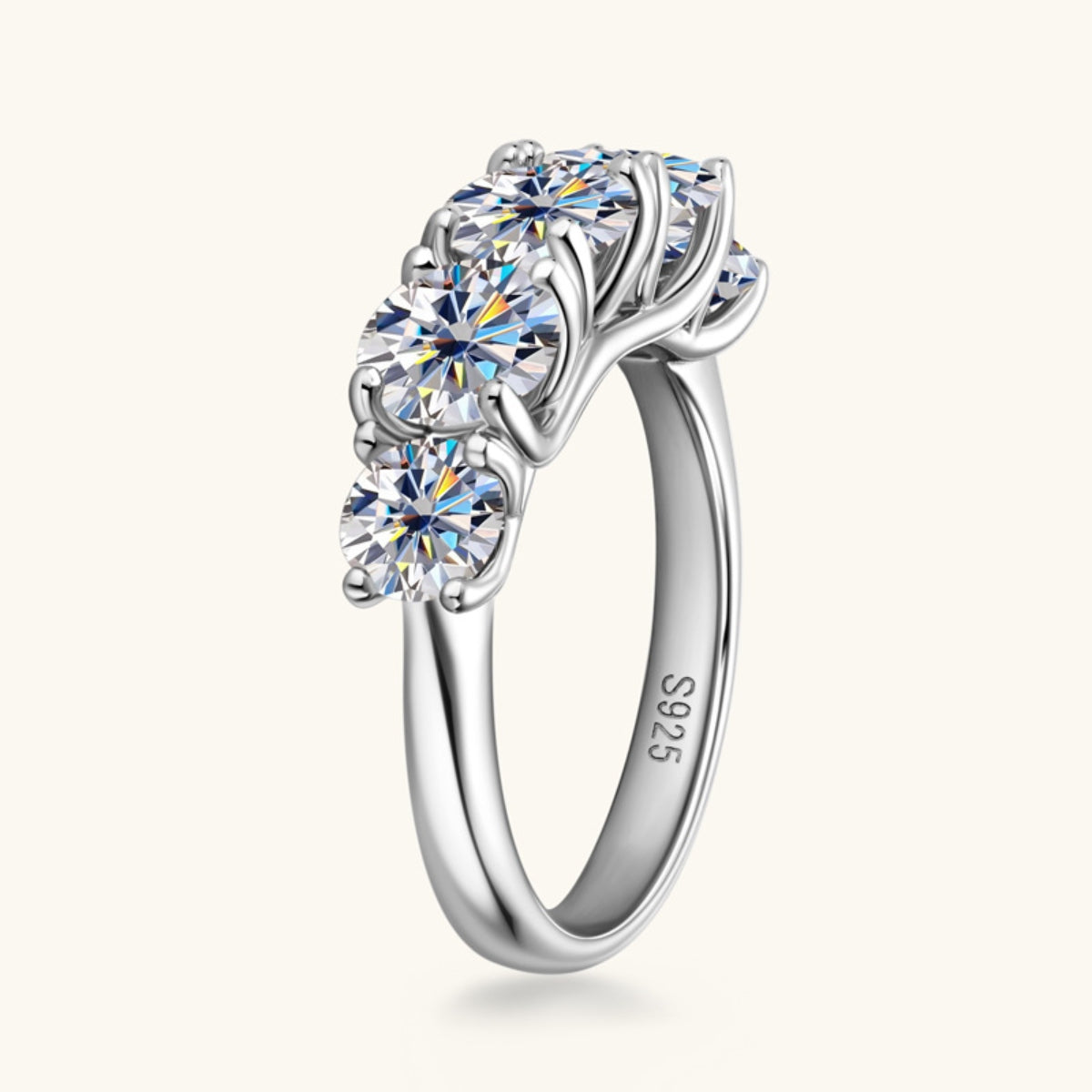 3.60 carat moissanite 5 stone ring