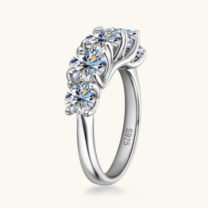 3.60 Carat Moissanite 5 Stone Ring