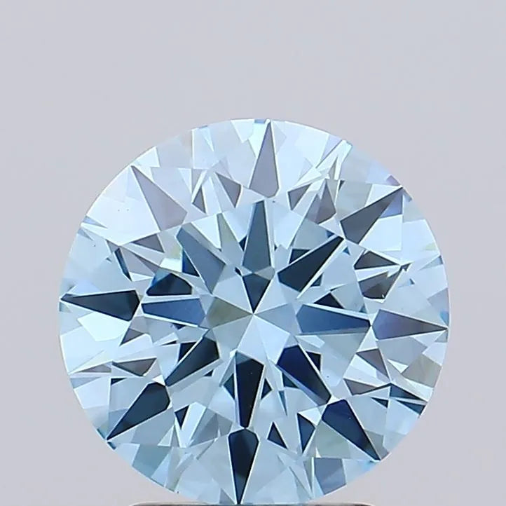 2.50ct round lab grown diamond (fancy vivid blue, clarity vs1, cut id, igi)