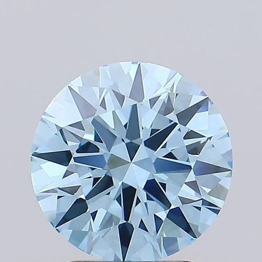 2.50ct Round Lab Grown Diamond (Fancy Vivid Blue, Clarity VS1, Cut ID, IGI)