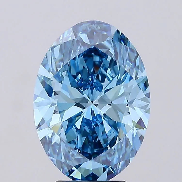 5.01ct oval lab grown diamond (fancy vivid blue, clarity vvs2, igi)