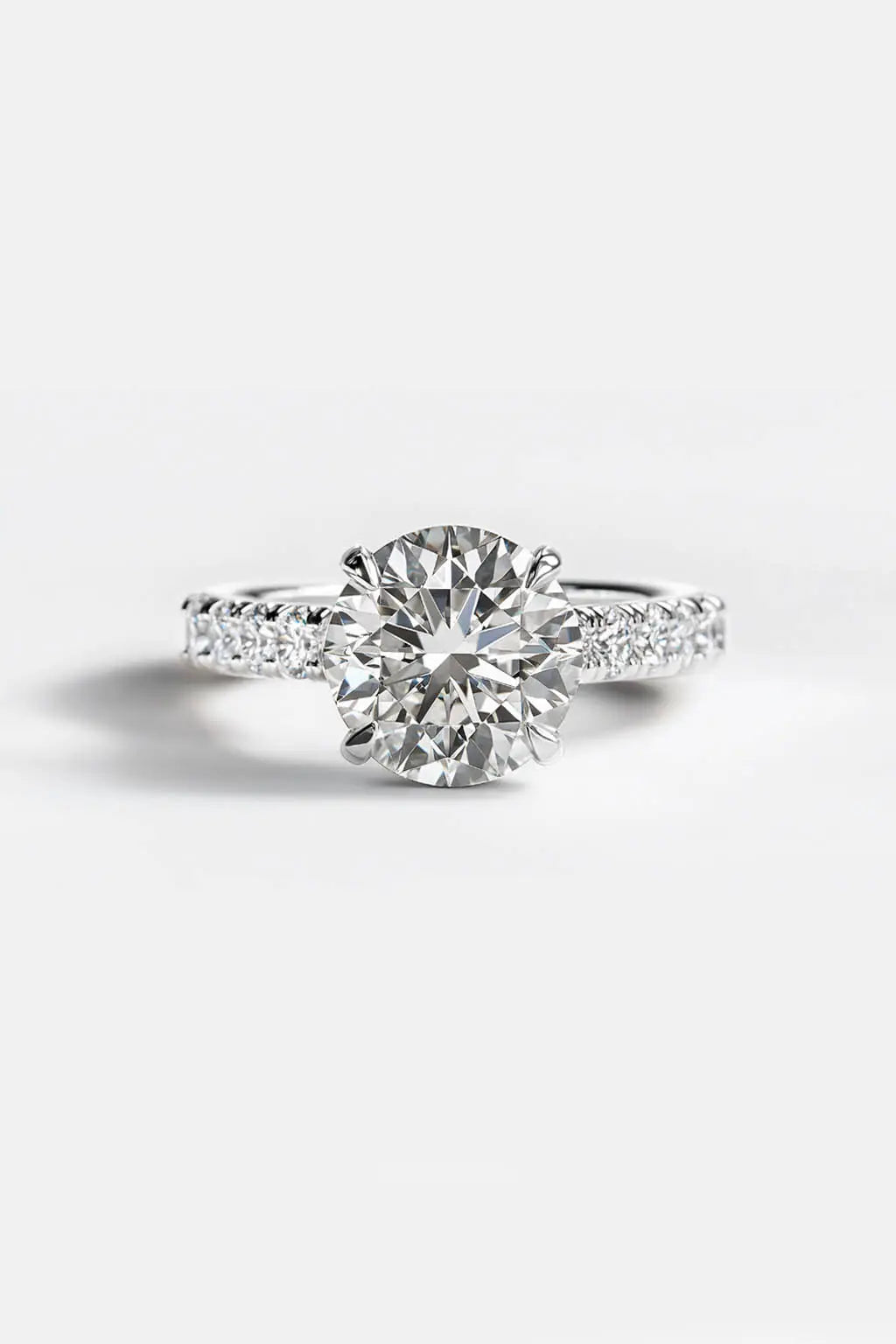 1.00-6.00CT Round Brilliant Lab Grown Round Solitaire Engagement Ring with Hidden Halo & Pave Diamond Band in 14k Gold AG & CO Jewellery