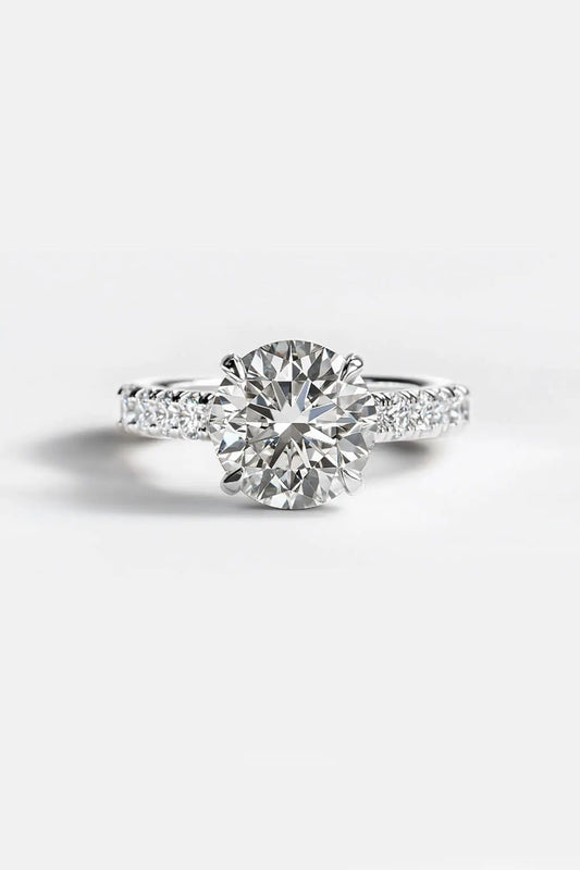 1.00-6.00CT Round Brilliant Lab Grown Round Solitaire Engagement Ring with Hidden Halo & Pave Diamond Band in 14k Gold AG & CO Jewellery