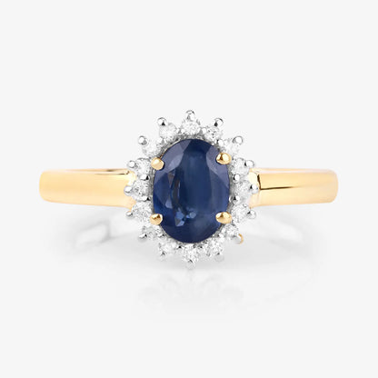 1.11ct Natural Blue Sapphire with Diamond Ring AG & CO Jewellery