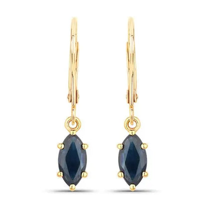 1.20 Carat Genuine Blue Sapphire 10K Yellow Gold Earrings AG & CO Jewellery