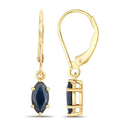 1.20 Carat Genuine Blue Sapphire 10K Yellow Gold Earrings AG & CO Jewellery