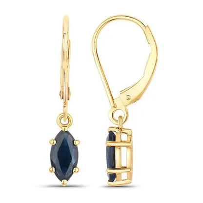1.20 Carat Genuine Blue Sapphire 10K Yellow Gold Earrings AG & CO Jewellery