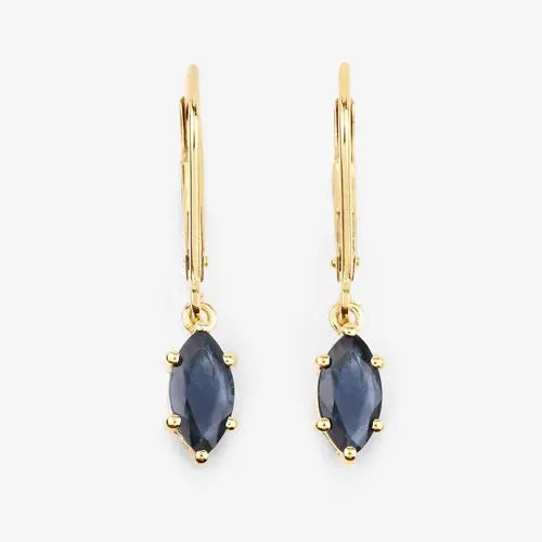 1.20 Carat Genuine Blue Sapphire 10K Yellow Gold Earrings AG & CO Jewellery