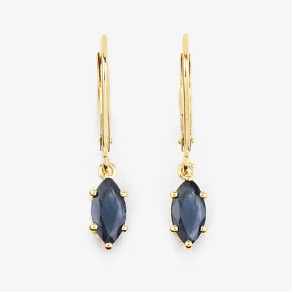 1.20 Carat Genuine Blue Sapphire 10K Yellow Gold Earrings AG & CO Jewellery