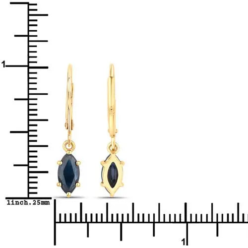 1.20 Carat Genuine Blue Sapphire 10K Yellow Gold Earrings AG & CO Jewellery