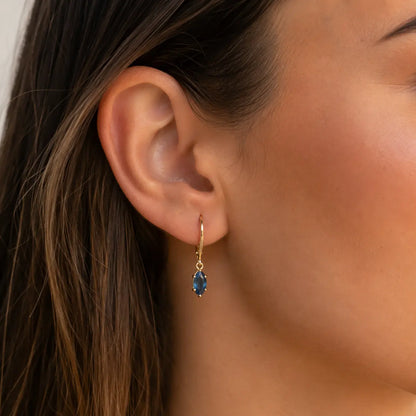 1.20 Carat Genuine Blue Sapphire 10K Yellow Gold Earrings AG & CO Jewellery