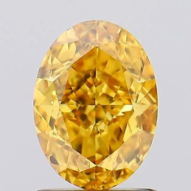 1.37ct oval lab grown diamond (colour fancy vivid yellow, clarity vs1, igi certified)