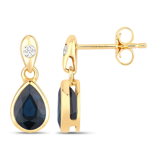 1.65ct Natural Blue Sapphire with Diamond Earrings AG & CO Jewellery