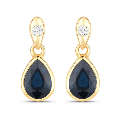 1.65ct Natural Blue Sapphire with Diamond Earrings AG & CO Jewellery