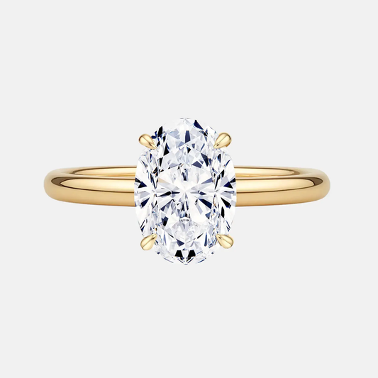 1.50CT Oval Cathedral Solitaire Lab Grown Diamond Engagement Ring 14K Solid Yellow Gold AG & CO Jewellery