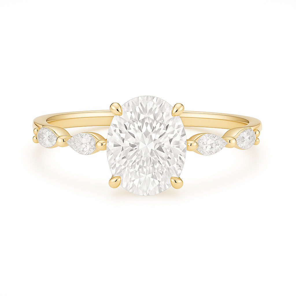 luna - oval diamond engagement ring with marquise band accent ag & co jewellery