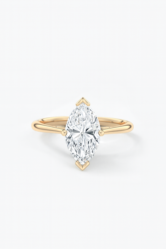 3.00CT Marquise Solitaire Engagement Ring 18K Solid Yellow Gold AG & CO Jewellery