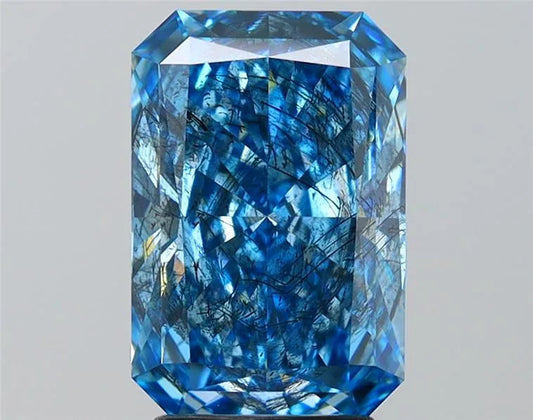 3.31ct Radiant Lab Grown Diamond (Colour Fancy Vivid Blue, Clarity I1, IGI Certified) AG & CO Jewellery