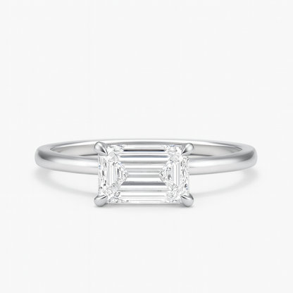 Harriet - East West Emerald Solitaire Engagement Ring Yellow Gold AG & CO Jewellery