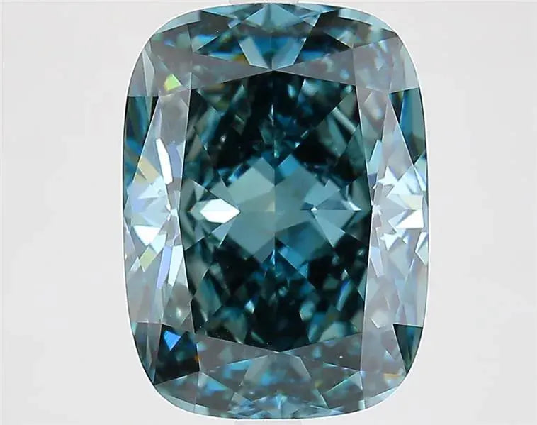 5.67ct Elongated Cushion modified Lab Grown Diamond (Colour Fancy Deep Green Blue, Clarity VVS2, IGI Certified) - AG & CO Jewellery