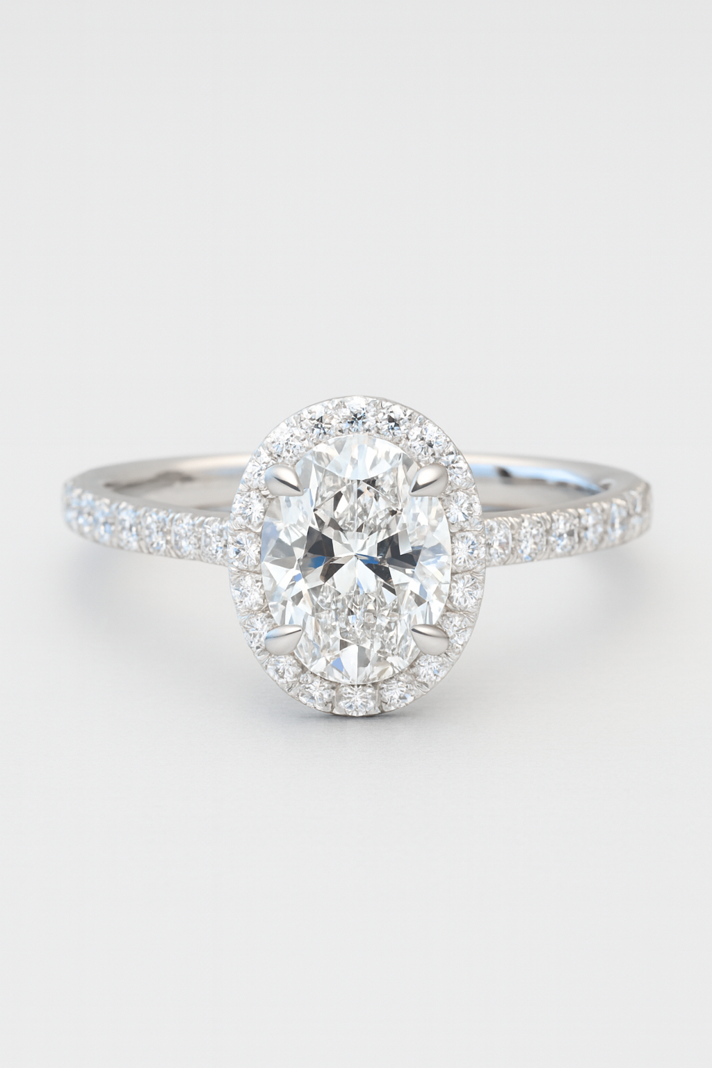 Isabella - Oval Halo with Pavé Solitaire Diamond Engagement Ring AG & CO Jewellery