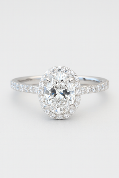 Isabella - Oval Halo with Pavé Solitaire Diamond Engagement Ring AG & CO Jewellery