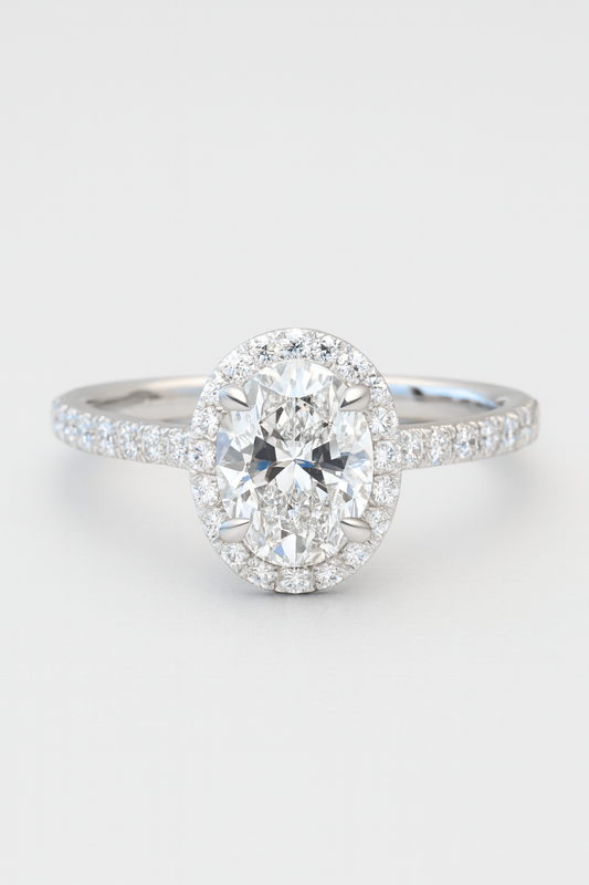 Isabella - Oval Halo with Pavé Solitaire Diamond Engagement Ring AG & CO Jewellery