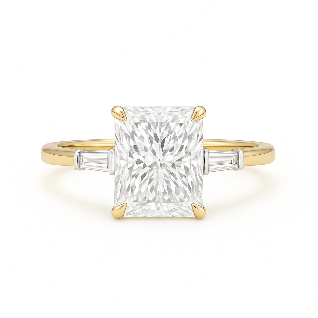 Ciara - Radiant Engagement Ring with Baguette Side Stones AG & CO Jewellery