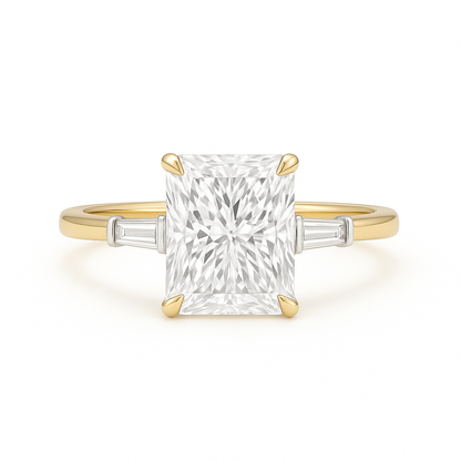 Ciara - Radiant Engagement Ring with Baguette Side Stones AG & CO Jewellery