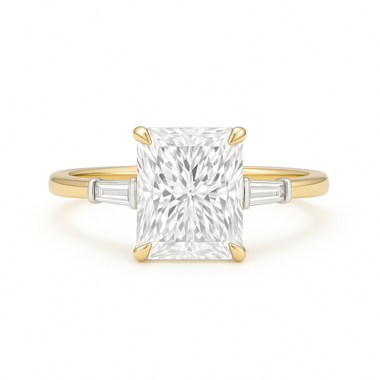 Ciara - Radiant Engagement Ring with Baguette Side Stones AG & CO Jewellery