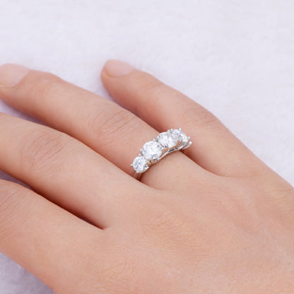 3.60 Carat Moissanite 5 Stone Ring