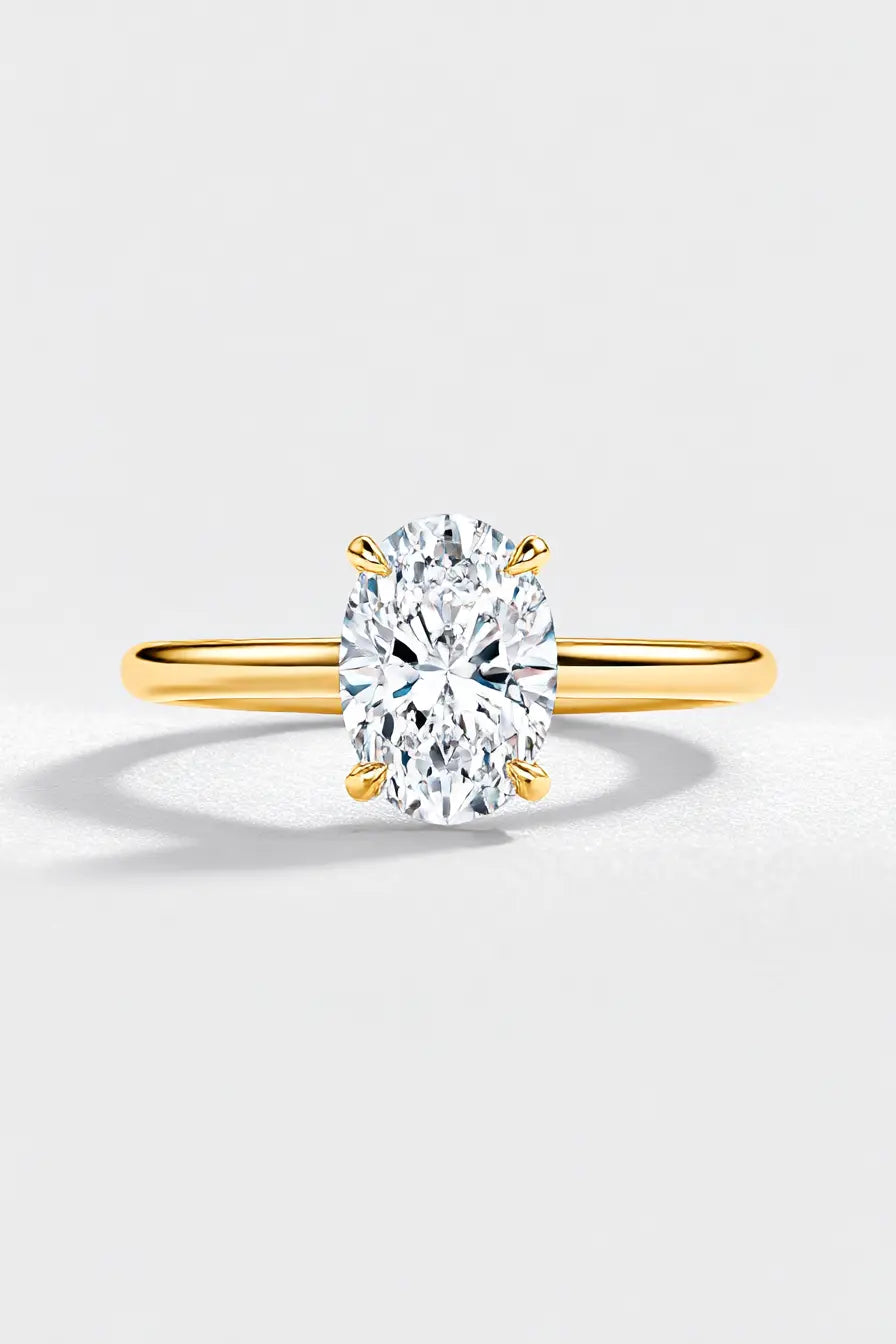 2.00 carat moissanite oval solitaire diamond ring with hidden halo ag & co jewellery
