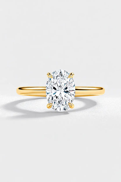 2.00 Carat Moissanite Oval Solitaire Diamond Ring with Hidden Halo AG & CO Jewellery